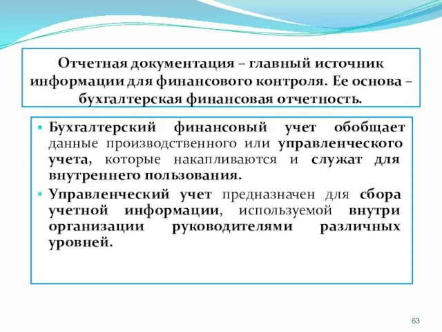 Отчетная документация – главный источник информации для финансового контроля. Ее