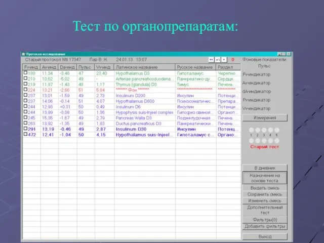 Тест по органопрепаратам: