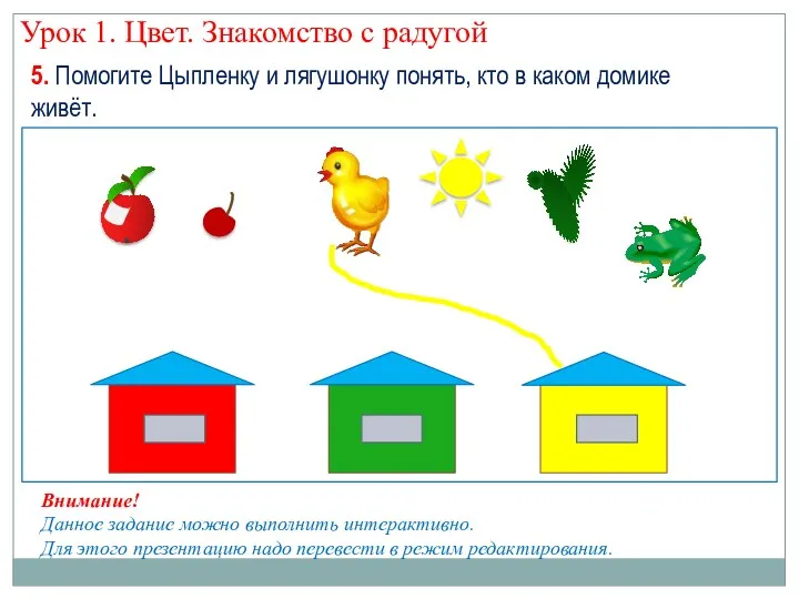 5. Помогите Цыпленку и лягушонку понять, кто в каком домике