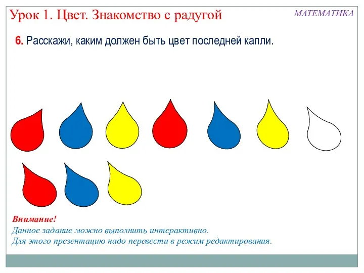 6. Расскажи, каким должен быть цвет последней капли. Урок 1.