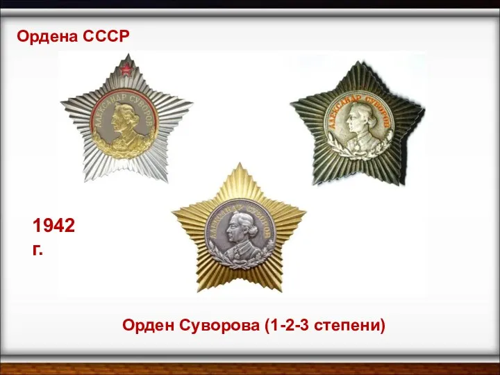 Ордена СССР Орден Суворова (1-2-3 степени) 1942 г.