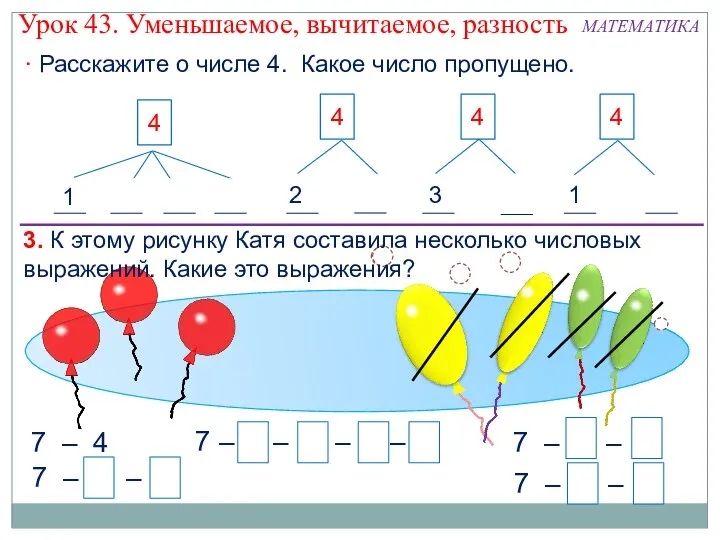 3. К этому рисунку Катя составила несколько числовых выражений. Какие