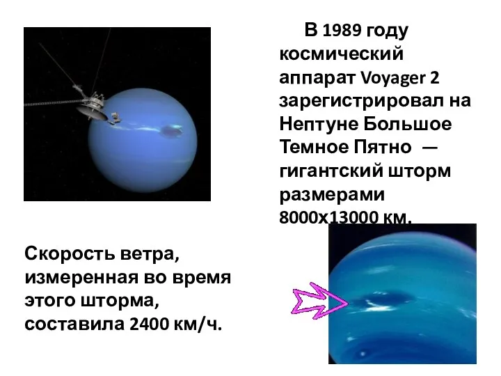 В 1989 году космический аппарат Voyager 2 зарегистрировал на Нептуне