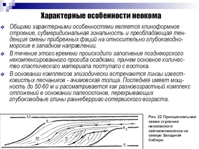 Общими характерными особенностями является клиноформное строение, субмеридиональная зональность и преобладающая