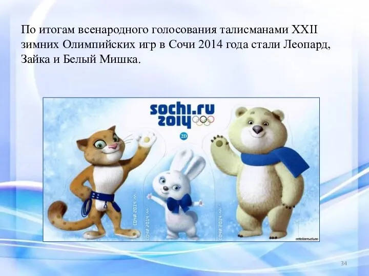 По итогам всенародного голосования талисманами XXII зимних Олимпийских игр в Сочи 2014 года