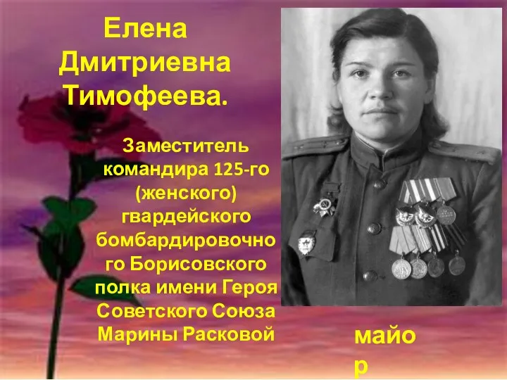Заместитель командира 125-го (женского) гвардейского бомбардировочного Борисовского полка имени Героя