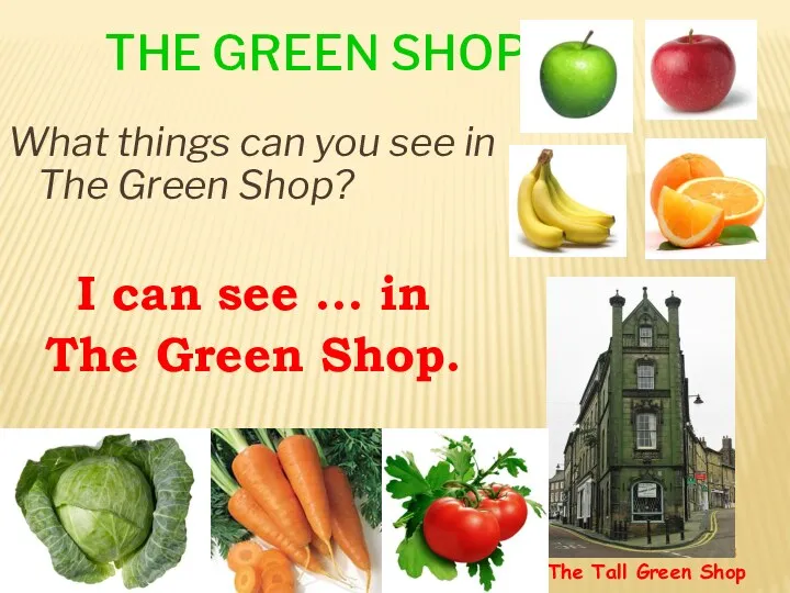 The Green Shop What things can you see in The