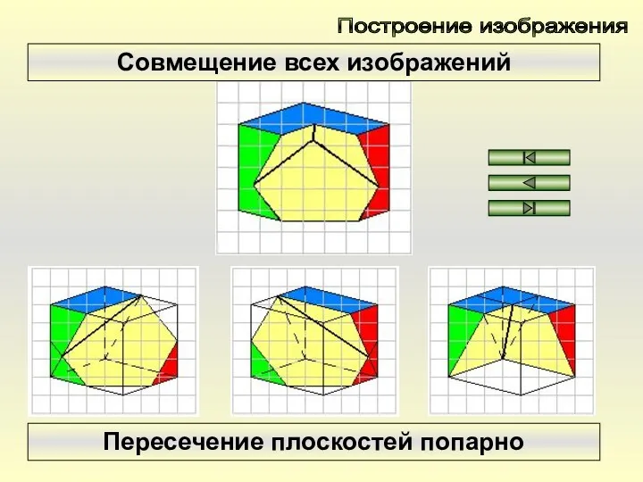 Пересечение плоскостей попарно Совмещение всех изображений Построение изображения