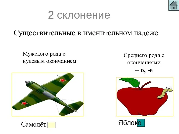 2 склонение Существительные в именительном падеже Мужского рода с нулевым