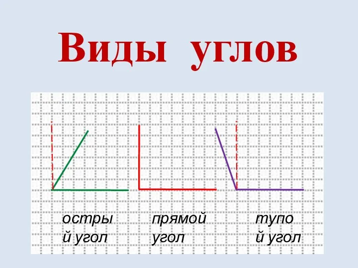 Виды углов прямой угол острый угол тупой угол