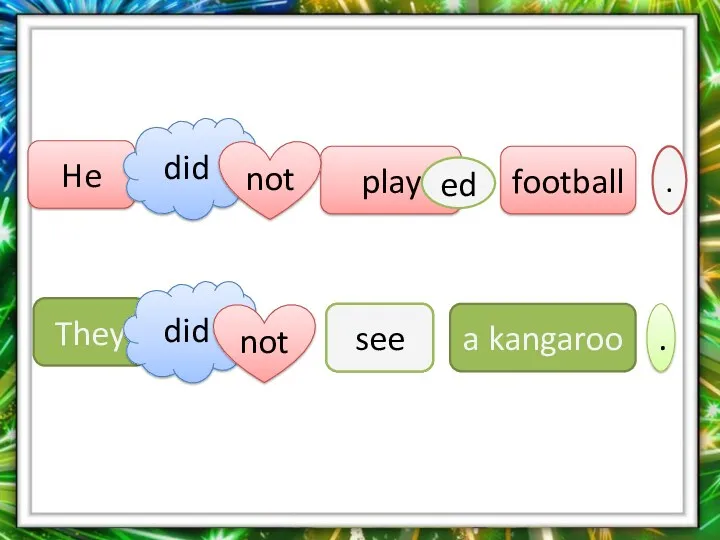 He play football ed did . They saw a kangaroo see did . not not