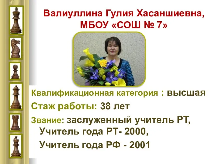 Валиуллина Гулия Хасаншиевна, МБОУ «СОШ № 7» Квалификационная категория :