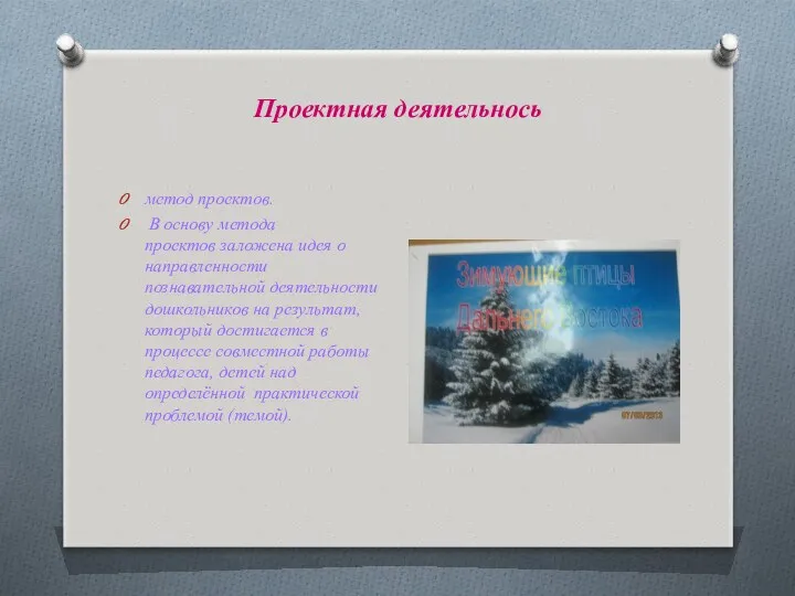 Проектная деятельнось метод проектов. В основу метода проектов заложена идея