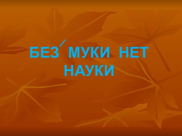 БЕЗ МУКИ НЕТ НАУКИ