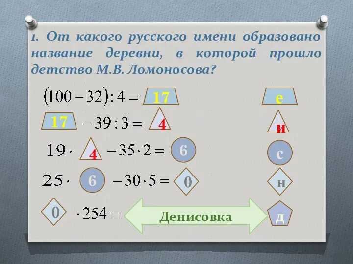 1. От какого русского имени образовано название деревни, в которой