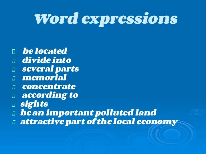 Word expressions be located divide into several parts memorial concentrate