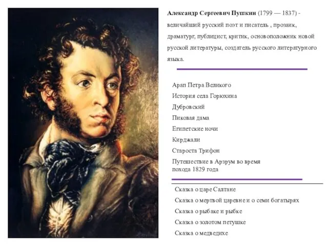 Александр Сергеевич Пушкин (1799 — 1837) - величайший русский поэт