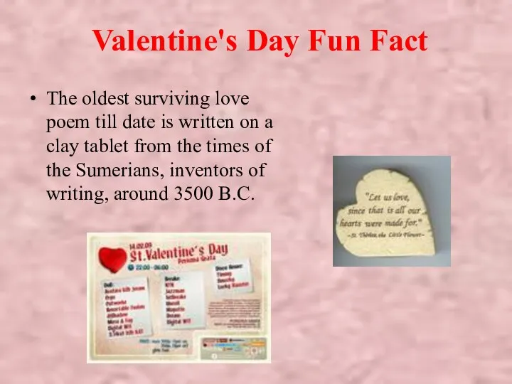 Valentine's Day Fun Fact The oldest surviving love poem till