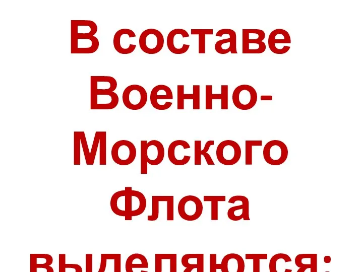 В составе Военно-Морского Флота выделяются: