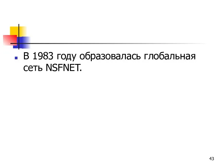 В 1983 году образовалась глобальная сеть NSFNET.