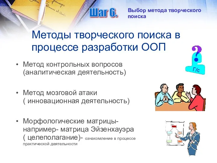 Методы творческого поиска в процессе разработки ООП Метод контрольных вопросов