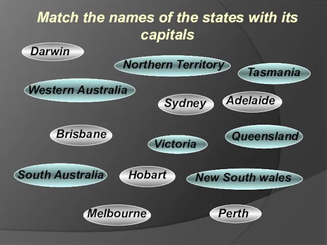 Match the names of the states with its capitals