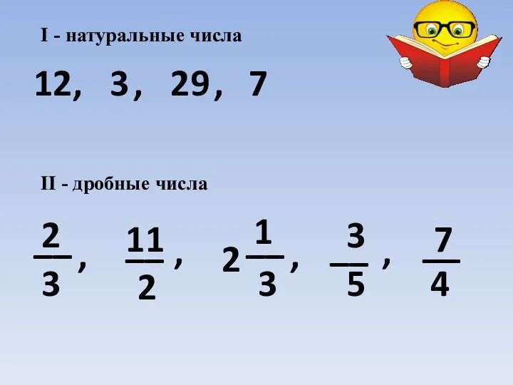 I - натуральные числа 12, 3 , 29 , 7