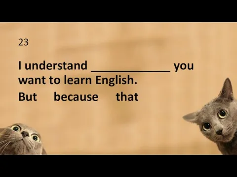 23 I understand ____________ you want to learn English. But because that