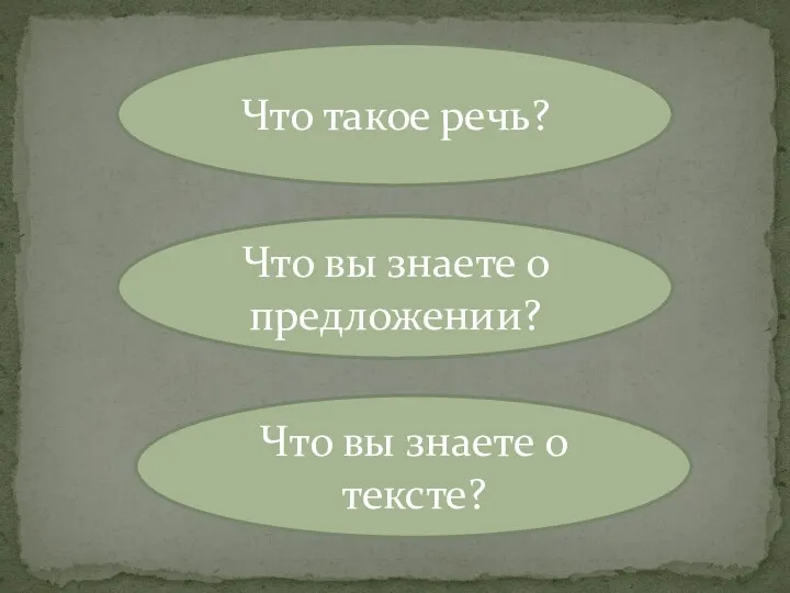 Что такое речь? Что вы знаете о предложении? Что вы знаете о тексте?