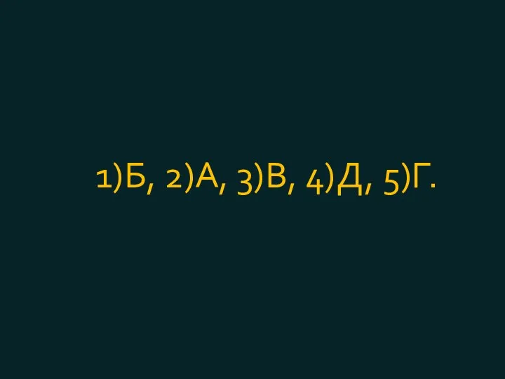 1)Б, 2)А, 3)В, 4)Д, 5)Г.