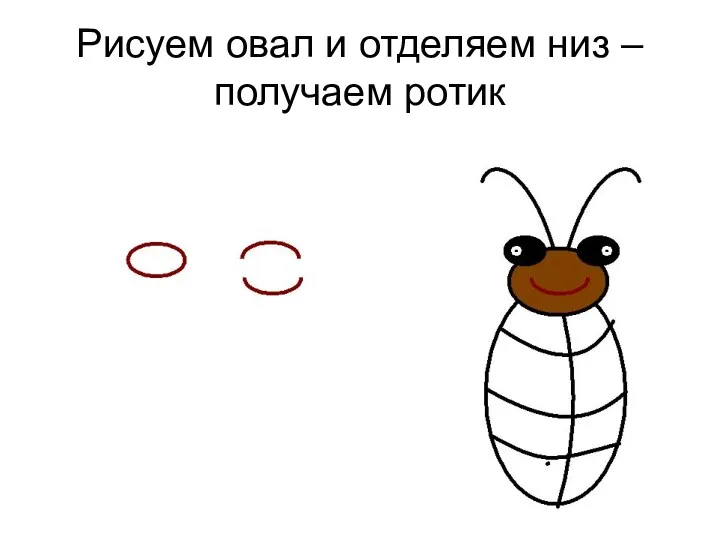 Рисуем овал и отделяем низ – получаем ротик