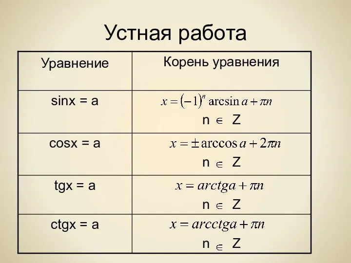 Устная работа