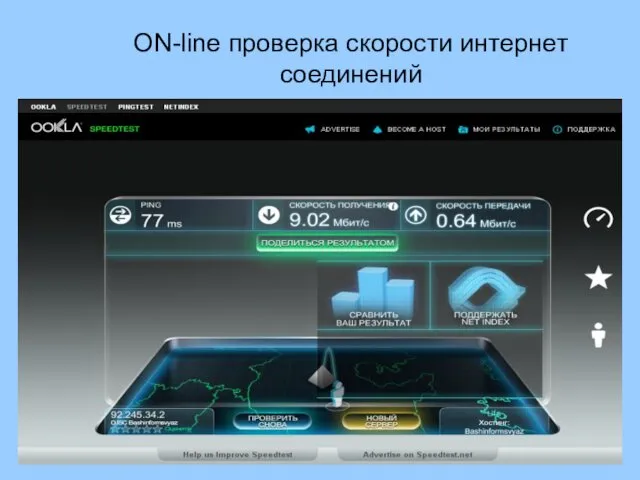ON-line проверка скорости интернет соединений