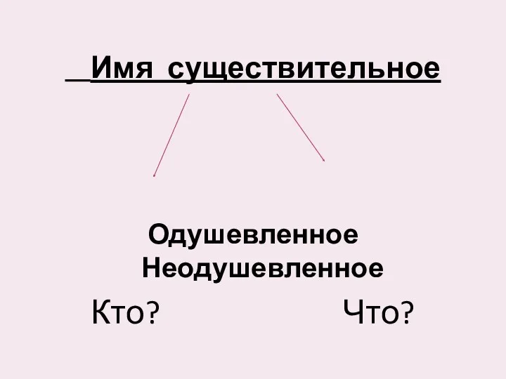 Имя существительное Одушевленное Неодушевленное Кто? Что?