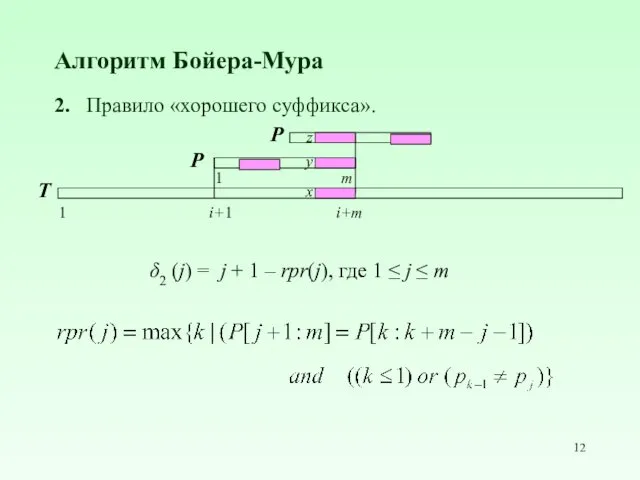 Алгоритм Бойера-Мура 2. Правило «хорошего cуффикса». P 1 1 m