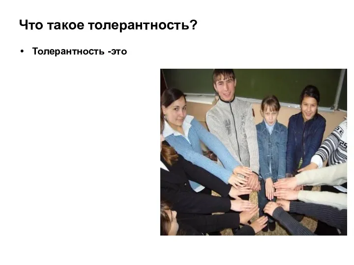 Что такое толерантность? Толерантность -это