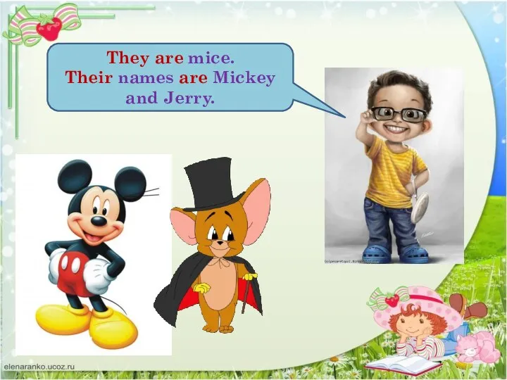 They are mice. Their names are Mickey and Jerry.