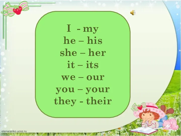 I - my he – his she – her it – its we