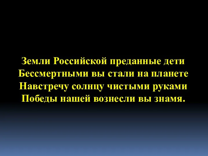 Земли Российской преданные дети Бессмертными вы стали на планете Навстречу