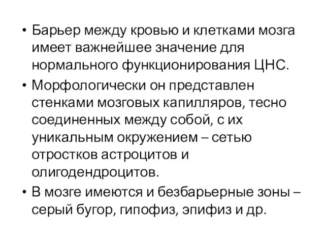 Барьер между кровью и клетками мозга имеет важнейшее значение для