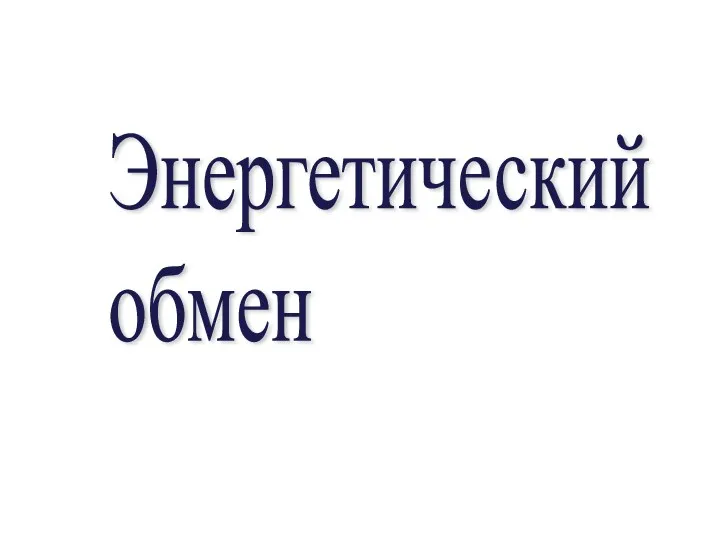 Энергетический обмен