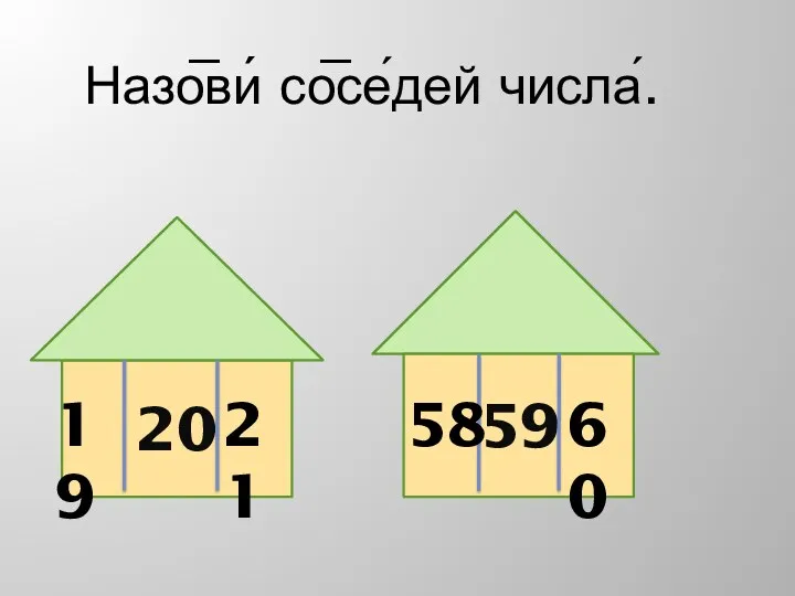 Назо̅ви́ со̅се́дей числа́. 20 59 19 21 58 60