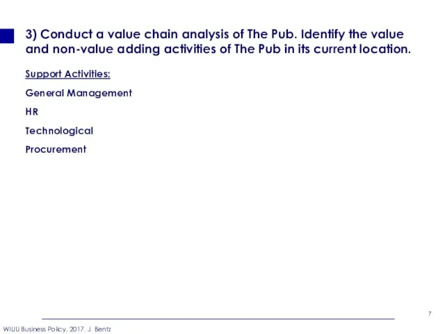3) Conduct a value chain analysis of The Pub. Identify the value and
