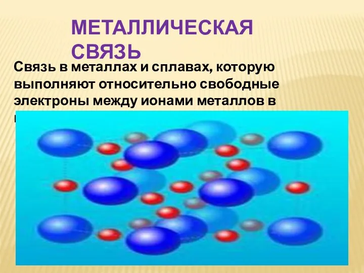 Связь в металлах и сплавах, которую выполняют относительно свободные электроны