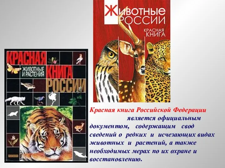 Красная книга Российской Федерации является официальным документом, содержащим свод сведений о редких и