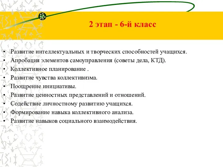 2 этап - 6-й класс Развитие интеллектуальных и творческих способностей