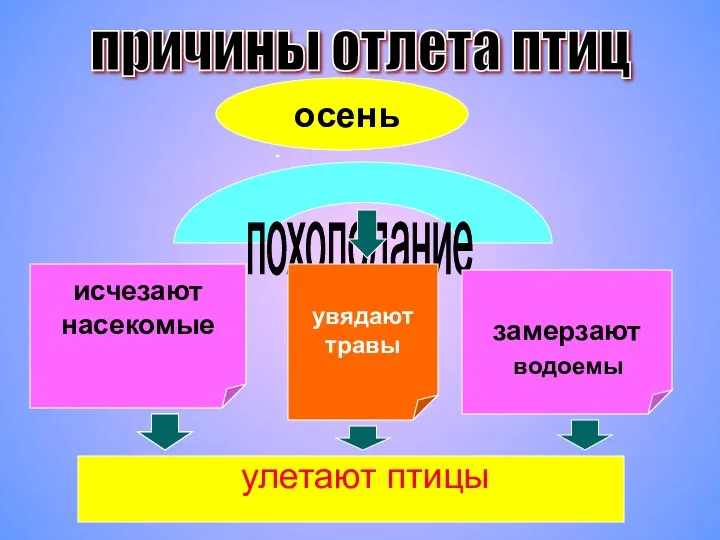 осень причины отлета птиц улетают птицы похолодание исчезают насекомые увядают травы замерзают водоемы