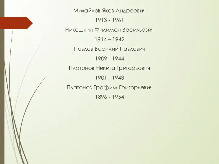 Михайлов Яков Андреевич 1913 - 1961 Никешкин Филимон Васильевич 1914