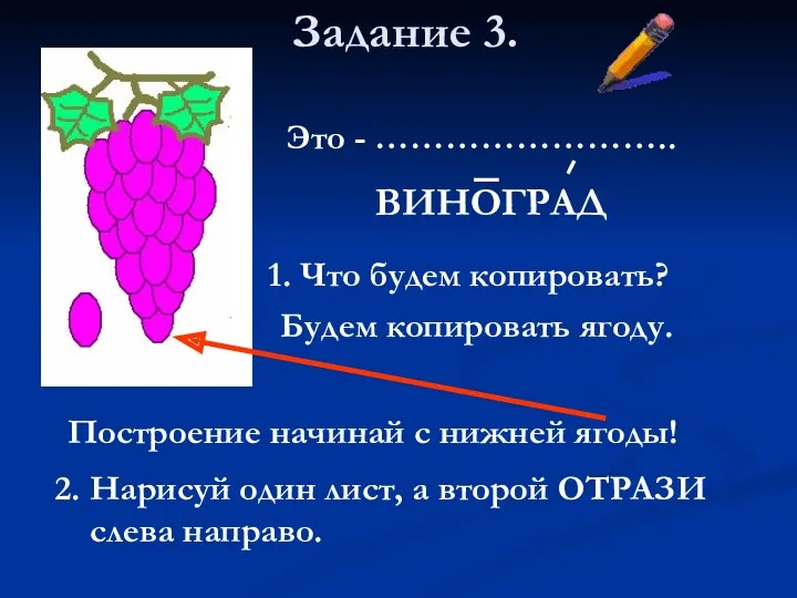 Задание 3. Это - …………………….. ВИНОГРАД 1. Что будем копировать?