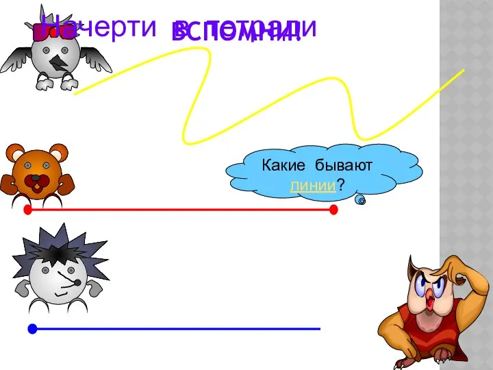 ВСПОМНИ! Какие бывают линии? Начерти в тетради